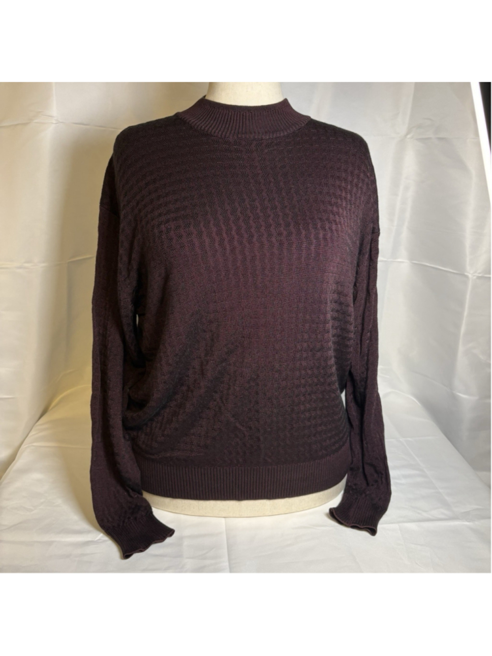Baracuta Crewneck Pullover Knit Sweater Rayon/Cotton Burgundy L